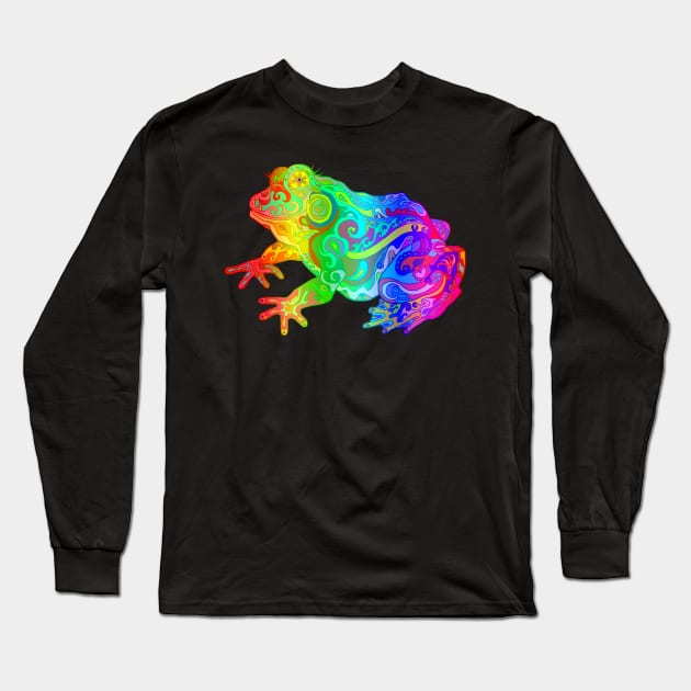 Rainbow Swirly Frog Long Sleeve T-Shirt by Art by Deborah Camp